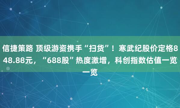 信捷策路 顶级游资携手“扫货”！寒武纪股价定格848.88元，“688股”热度激增，科创指数估值一览