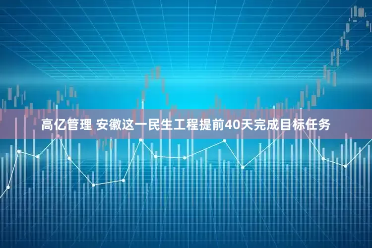 高亿管理 安徽这一民生工程提前40天完成目标任务